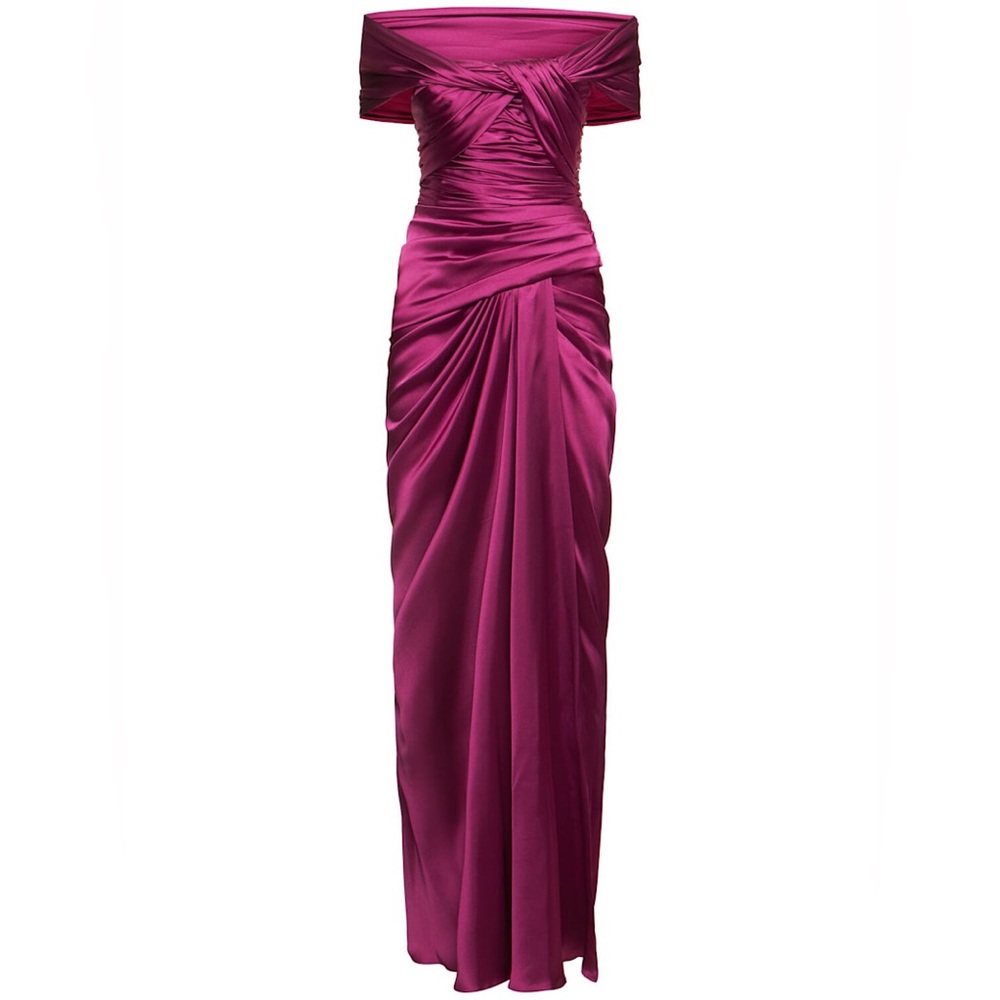 Zuhair Murad Off-the-shoulder draped satin long dress